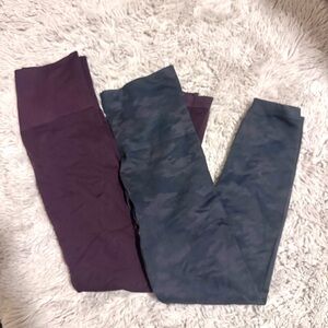 2 pairs Spanx XL leggings maroon brown and camo